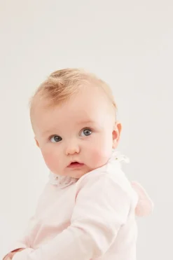 Angel Wing Pointelle Sleepsuit in Pink