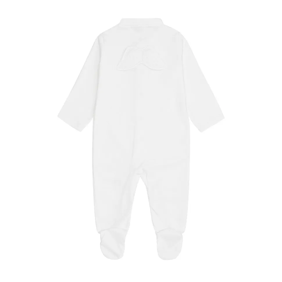 Angel Wing Pointelle Sleepsuit in White