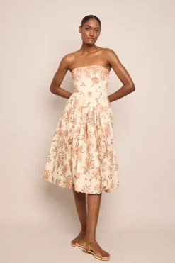 Anisha Dress in Farfella Border Egret