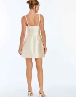 Aniston Convertible Bow Mini Dress in Ivory