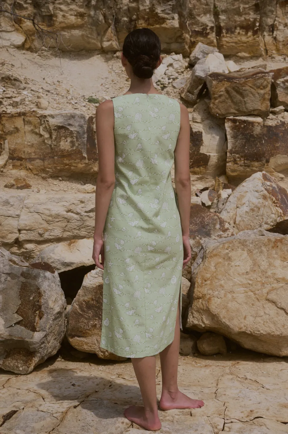 Ankle-Length Shift Dress in Lime Shell