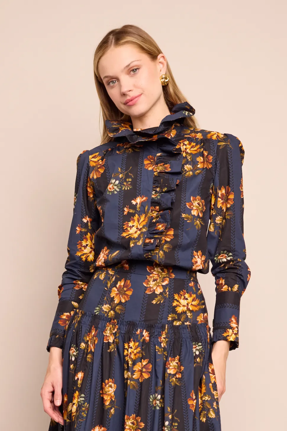 Anne Blouse in Amour Flora Navy