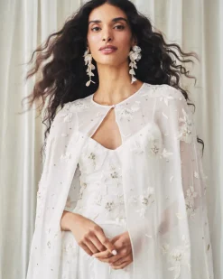 Anne Cape in Ivory with Wildflower Clusters