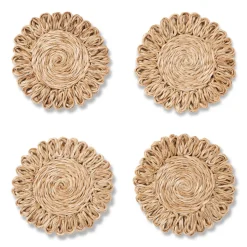 Annisa Straw Coasters in Natural, Set of 4