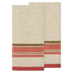 Antibes Tea Towels in Natural & Sherbert, Set of 2