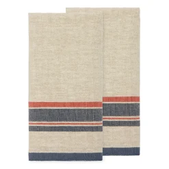 Antibes Tea Towels in Natural & Red, Set of 2