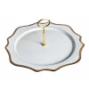 Antique White Charger Plate Tray in Gold Rim