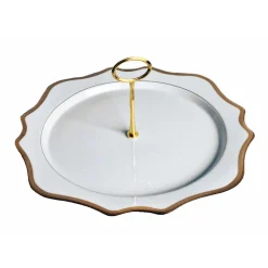 Antique White Charger Plate Tray in Gold Rim