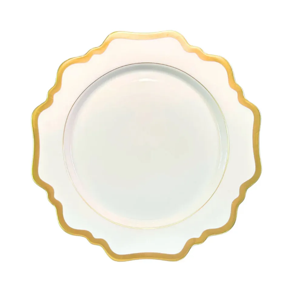 Antique White Dessert in Gold Rim