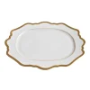 Antique White Oval Platter in Gold Rim