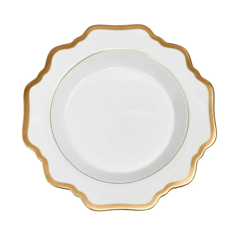 Antique White Rim Soup in Gold Rim