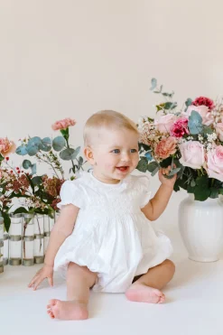 Antoinette Ceremony White Smocked Baby Bubble