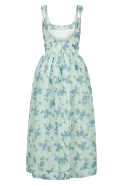 Apple Floral Organza Midi Dress