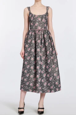 Apple Taffeta Corset Midi Dress
