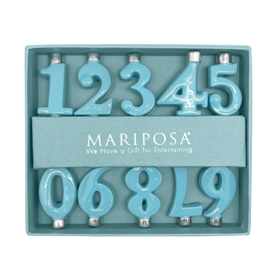 Aqua Candle Number Holder Set