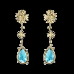 Aqua Daisy Drop Earrings