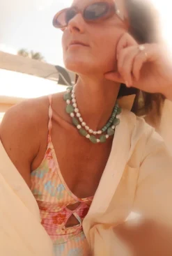 Aqua Heart Stone Necklace