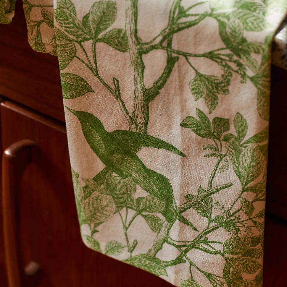 Arbor Birds Verde Kitchen Towels, Set of 2