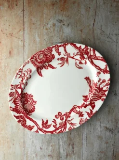 Arcadia Crimson Large Oval Rimmed Platter