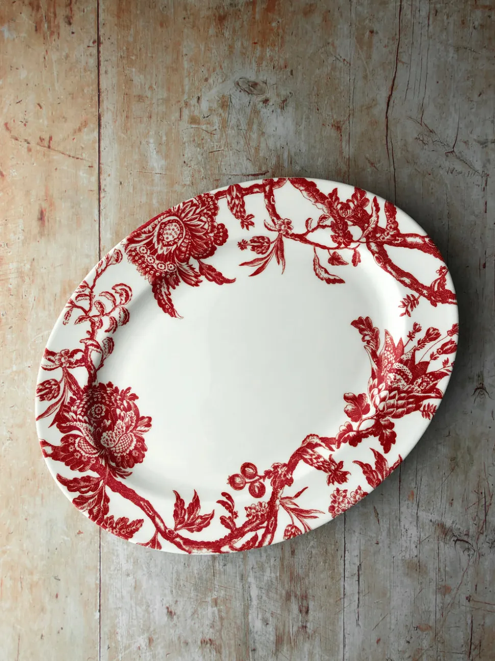 Arcadia Crimson Large Oval Rimmed Platter