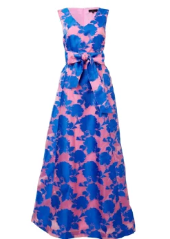 Arden Gown in Pink and Blue Tea Rose Organza