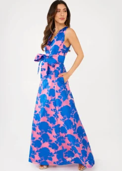 Arden Gown in Pink and Blue Tea Rose Organza