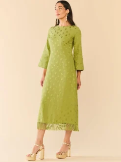 Ariana Dress in Olive Chartreuse