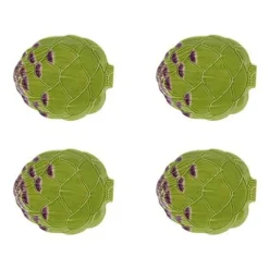 Artichoke Bread Plate in Green, set of 4