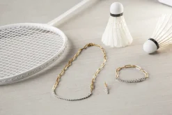 Ascending Diamonds Tennis Necklace on Rectangular Chain