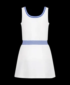 Ashby Dress in Bright White with Cadet Blue Stripe
