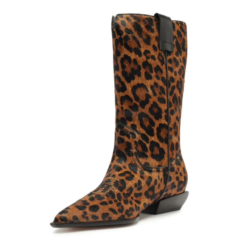 Ashley Hair Calf Bootie in Leopard