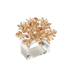 Aster Napkin Ring in Champagne, Set of 4