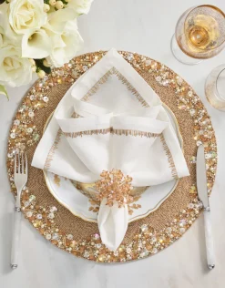 Aster Napkin Ring in Champagne, Set of 4