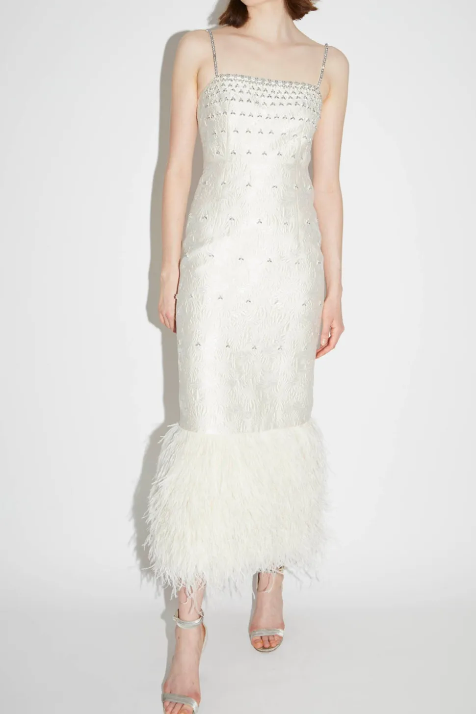 Astra Dress White Embellished Jacquard