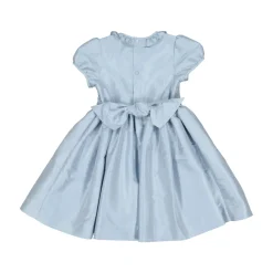 Astrid Blue Silk Smocked Girl Dress
