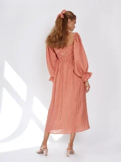 Atlanta Linen Dress in Red Gingham