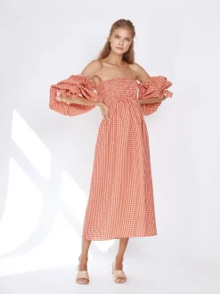 Atlanta Linen Dress in Red Gingham