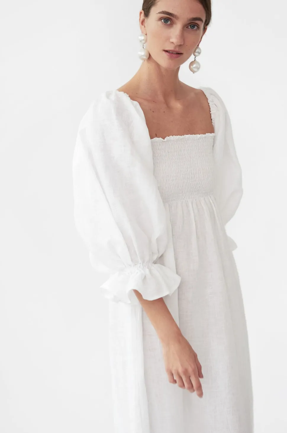 Atlanta Linen Dress in White