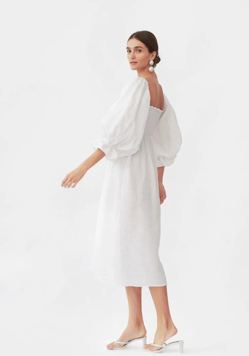 Atlanta Linen Dress in White