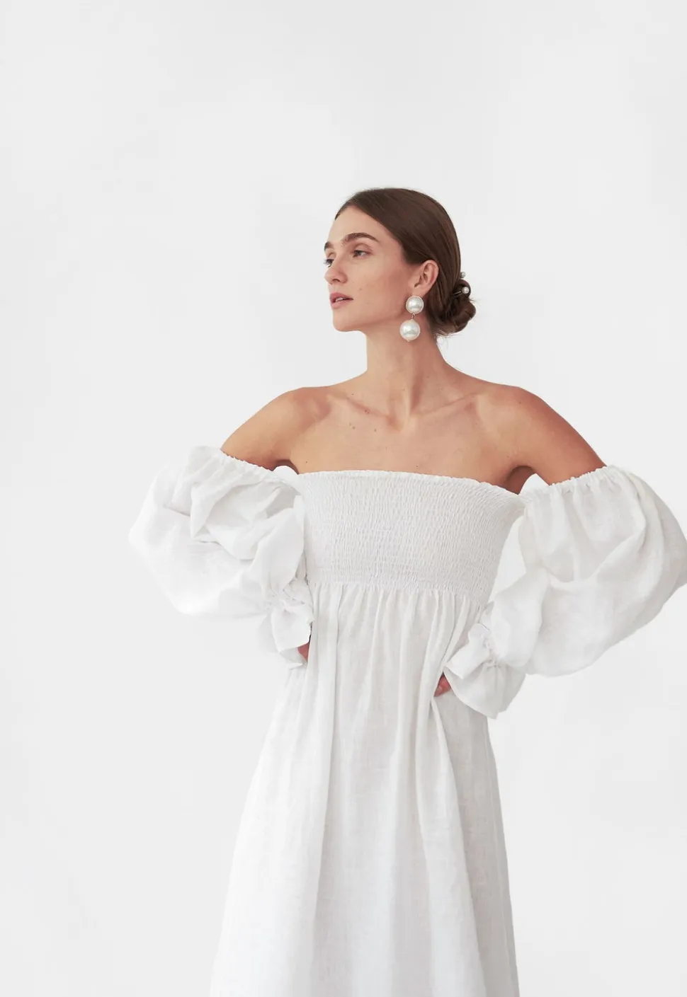 Atlanta Linen Dress in White