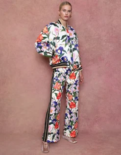 Aubrielle Crepe Trouser in Tree Of Life Cream