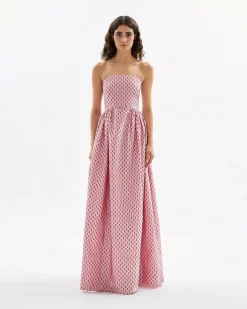 Audrey Gown in Rose Quartz & Noir Multi