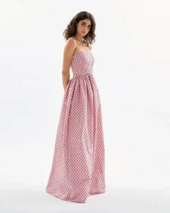 Audrey Gown in Rose Quartz & Noir Multi