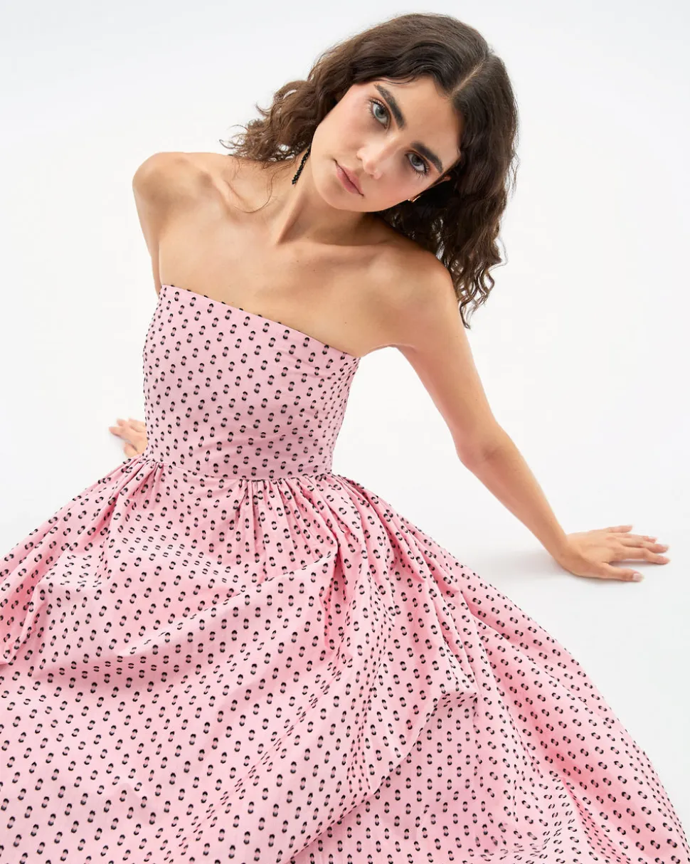 Audrey Gown in Rose Quartz & Noir Multi