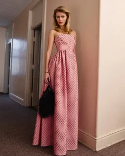 Audrey Gown in Rose Quartz & Noir Multi