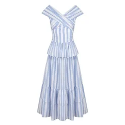 Aurelie Set in Blue & White Stripes