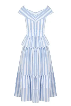 Aurelie Set in Blue & White Stripes