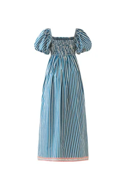 Aurora Dress in Navy Stripe