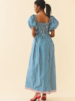 Aurora Dress in Navy Stripe