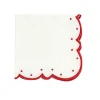 Ava Napkins in Linen White & Red, Set of 4